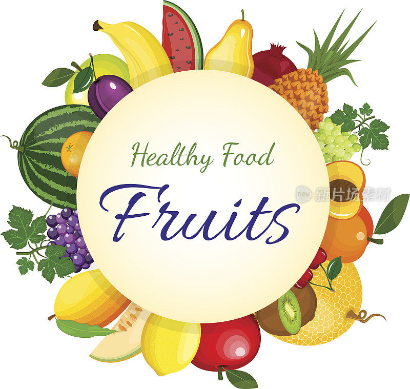 Healthy fruits and vegetarian food banners on green blackboard. Fresh organic food, healthy eating vector background with place for text.